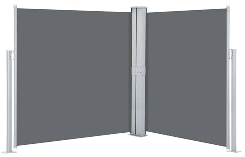 Gecheer Tenda da sole laterale retrattile, tenda per privacy esterna con avvolgimento automatico, 140x600 cm, tessuto poliestere resistente ai UV e impermeabile, per giardino balcone patio