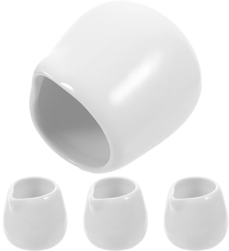 JHKNNK Salsera de Cerámica de Color Blanco Mini sin Asa 4 Piezas, Jarra para Salsa y Leche, Platillo de Salsa para Restaurantes, Bares y Catering, Resistente a Temperaturas y Ácidos,