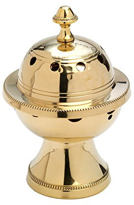 NKlaus Table encensoir avec coupelle intérieure Déco brûleur d'encens Laiton Petit Or 7576