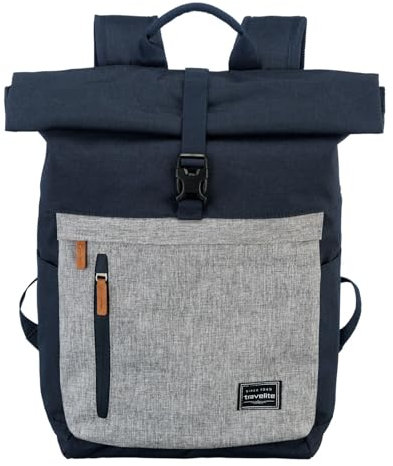 travelite Handgepäck Rucksack, Laptop Rucksack 15,6 Zoll, BASICS, Reiserucksack Rolltop Funktion, 60 cm, 35 Liter