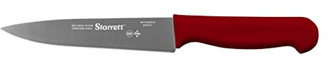 Starrett Professional Stainless Steel Chefs Kitchen Knives - Narrow Triangular Profile - 6-inch (150mm) - Red Handle