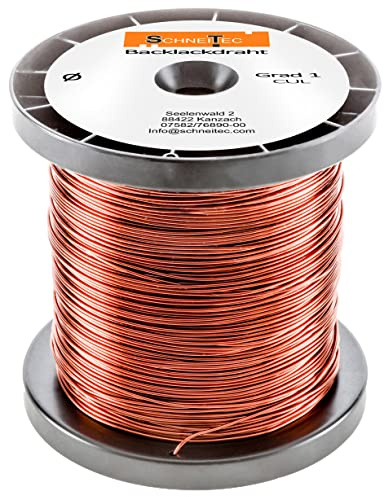 Backlackdraht Kupferlackdraht Durchmesser Ø 1,06 mm 1 kg ca. 120 Meter verbackbar im Ofen Spulen Cu Kupferlack Grad 1 CUL Kupferdraht Gewicht 1 Kilogramm 1,06 Millimeter Wickeldraht nach IEC 60317-38