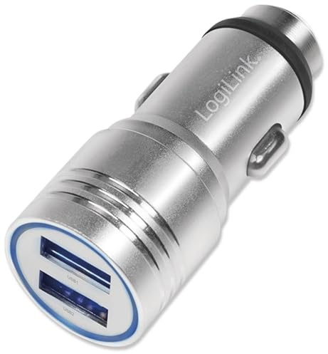 LogiLink PA0228 - USB KFZ Ladeadapter 2-Fach & Nothammer mit Fast Charging/Überlade-, Tiefentlade-, Überlast- und Kurzschlussschutz für Smartphones, Tabelets, eBooks… 10,5W