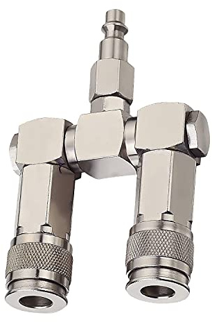 C CLINK 2-Way Air Hose Splitter Fittings,High Pressure Resistance Air Hose Connector, 360 Degree Swivel Design,Air Compressor Accessories Fittings