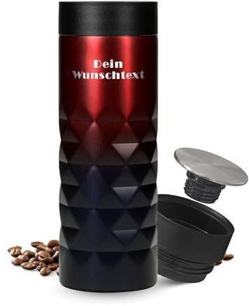 Personalisierter Thermobecher Edelstahl 450ml - auslaufsicherer Trinkbecher | Heißgetränke für unterwegs, Temperaturerhalt, individuelle Gravur, Kaffee oder Tee, Geschenkidee