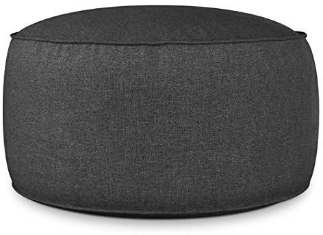 Deshome - Sitzhocker Sitzpouf Pouf rund Ø 100 cm mit abnehmbarem Polster für Innen- und Außenbereich: Sitzpouf Design für Sofa, Wohnzimmer, Schlafzimmer, Sitzhocker, Light Pouf Graphitschwarz