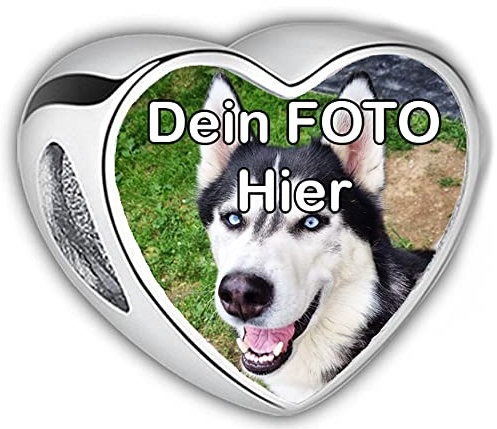 2Burned EU Personalisierter Foto-Charm für Armband | Edelstahl Schmuckanhänger mit Bild | kompatibel mit europäischen Charmsystemen | Geschenk zum Muttertag & Geburtstag Schmuck