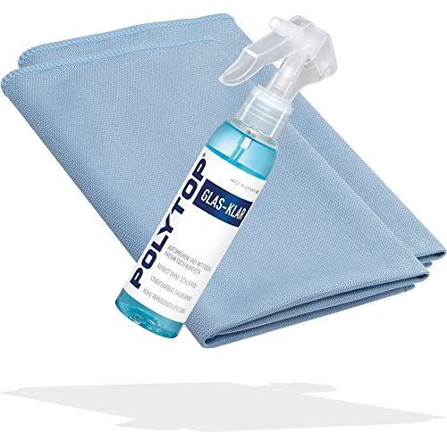 detailmate Auto Glasreinigung Bundle - Polytop Glas-Klar Glasreiniger 150 ml + 2X Glastuch 40 x 40 cm, 270 GSM - Für eine streifenfreie Scheibenreinigung Innen & Außen
