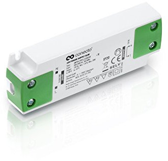 conecto LED-Netzteil-Transformator | 12 Volt LED-Trafo für LED-Leuchtmittel und Lampen bis 20 Watt, Weiß/Grün