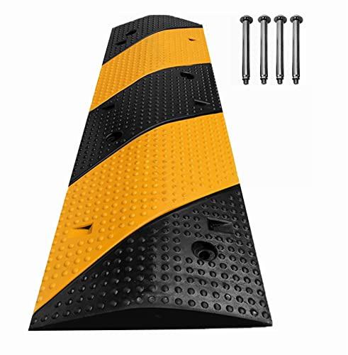 bimiti Gummi Bodenschwelle 100 x 30 x 4 cm Fahrbahnschwelle Überfahrlänge | Geschwindigkeitsbegrenzung Geschwindigkeits-Buckel Temposchwelle, Gelb/Schwarz