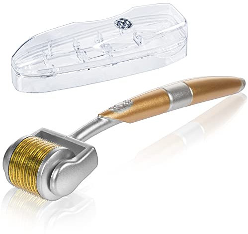 LOPHE Derma Roller, Derma Roller Microneedle 0.5mm con Scatola Trasparente, Microaghi Viso Roller Rullo Viso Aghi per Antietà e Smagliature, Micro-Ago Professionale Strumenti di Bellezza