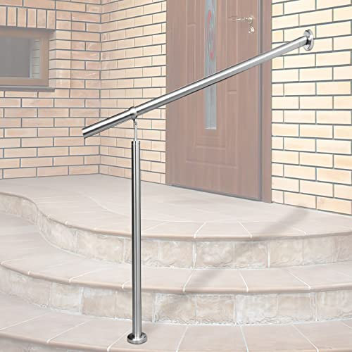 Daromigo Edelstahl Eingangsgeländer Treppengeländer, 80cm Geländer Außen Innen, Winkel Einstellbar, Ø42mm Wandhandlauf, inkl.Montagematerial, für Treppen Garten Hauseingang