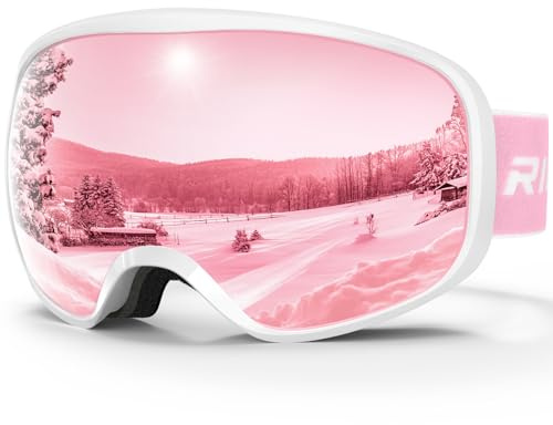 RIOROO Lunettes de Ski Masques Snowboard qualité supérieure pour Enfant 3 à 14 Ans pour Garçons et Filles100% OTG Protection UV Anti-Buée Coupe-Vent Ski Masques Snowboard-double lentille