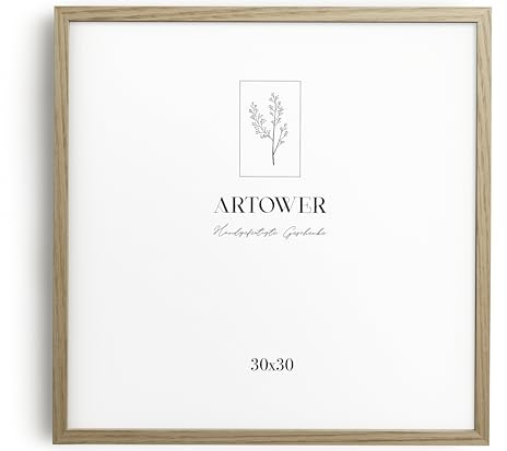 Artower® Bilderrahmen für 30 x 30 cm Natur Holz Eiche Dünner Rahmen | Posterrahmen Groß Vintage Collage | Picture Frame 30x30cm | Holzrahmen Holz-Bilderrahmen | Holzbilderrahmen Poster Rahmen Echtholz