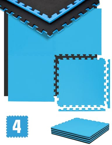 EYEPOWER Trainingsmatte 2cm Extra-Dick: 1m² 4 Große EVA 50x50 Bodenmatten - Bodenschutzmatte 100x100 cm Turnmatte Fitness Sport Matte Fitnessraum Puzzlematte Fitnessmatte Sportmatte Bodenmatte