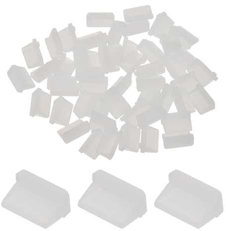sourcing map 50pcs USB Type A Port Plugs Covers Caps Silicone Anti Dust Protector for USB Female End, Clear