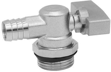 Hooshing Vanne de vidange pour chauffe-eau 1,9 cm NPS mâle vers connecteur de tuyau cannelé de 1,27 cm en laiton plaqué nickel coudé robinet d'arrêt de l'eau