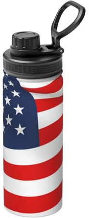 VYONNE Borraccia termica con bandiera americana patriottica, con cannuccia e coperchio, in acciaio inox, per uomini e donne, adulti, palestra, sport all'aria aperta