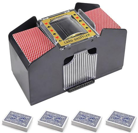 Yuehuamech 4- Deck Automatic Card Shuffler USB/Batterie Powered Electric Poker Cards Shuffling Machine Geräuscharmes Mischen von Spielkarten für Home Card Games Travel Party Club