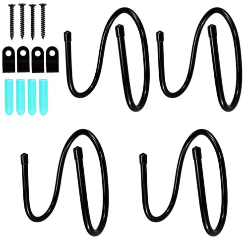 Kleemeiero 4 Pezzi Supporto Aspirapolvere Supporti per Tubo per Aspirapolvere Supporto da Parete per Aspirapolvere Supporti per Tubo da Giardino Supporto Porta Tubo da Parete, Stile W (Nero)