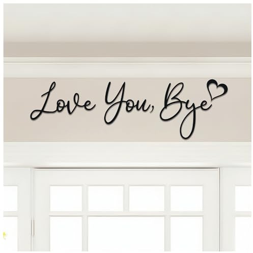 DVNB Shop Wall Art Decor - 3mm Ply Wood Love You Bye Sign for Wall Decoration for Living Room Comes with Double Sided Strong Tape, Black Wall Art for Hallway Decor, Love Letters for Home Decoration