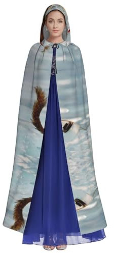 GaxfjRu Wasserski, Fuchs, Eichhörnchen, HD-Druck, Umhang, Kostüm, Halloween, Cosplay und mehr, einzigartiger Kapuzenumhang. Vielseitiges Kostüm