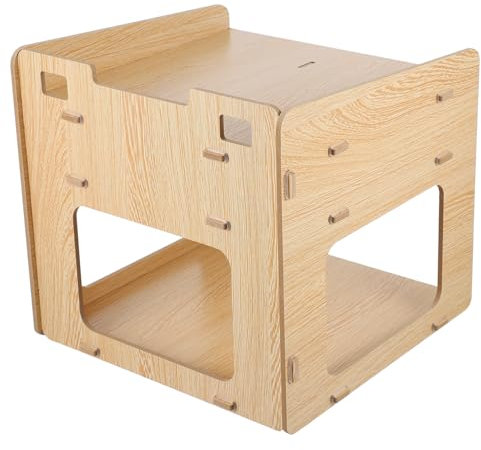 STOBOK Desktop Organizer Aus Holz Mehrschichtiger Aufbewahrungsständer Für Drucker Und Büromaterialien Praktischer Schreibtisch-Organizer Walnussfarbe