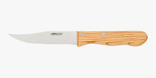 Arcos Serie Forest - Couteau à steak - Lame tranchant en acier inoxydable Nitrum de 125 mm - Manche en bois de chêne - Couleur marron