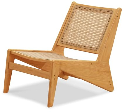 Furlide Rattan Accent Chair for Living Room, Mid Century Side Chair, Comfy Bamboo Chairs for Bedroom Reading Room, Wood