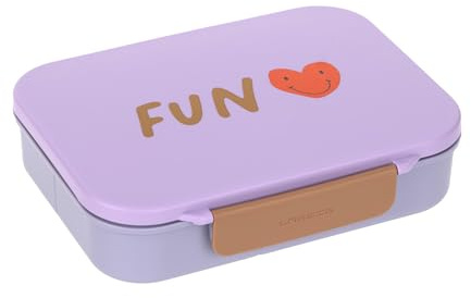LÄSSIG Kinder Bento Lunchbox Brotdose mit Fächern Little Gang Heart Lilac | Für Kindergarten und Schule, mit herausnehmbarer Trennung, robust, bruchfest, spülmaschinengeeignet