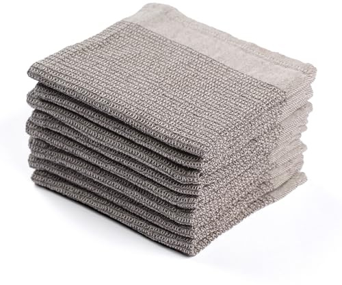 MEEMA Waschlappen Küche Set mit 8 Stück – Waffelweiche und saugfähige Geschirrtücher – Küchenwaschlappen zum Geschirrwaschen, Reinigen und Trocknen – 100 % Baumwolle, Anthrazit, 30,5 x 30,5 cm