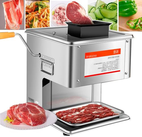 Cortadora de carne comercial de 850 W, cortadora de alimentos eléctrica de 2,5 mm a 15 mm, 330 lb/h, cortadora de fiambres congelada, kit de cocina para hacer shabu shabu en olla caliente, 13 mm