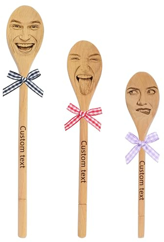 Holz-Rührlöffel mit persönlichem Gesicht, individueller Löffel mit Foto, lustiger Holzlöffel, Geschenk für sie, Backgeschenk, Kochgeschenk, individuelle Küchenutensilien (Stil 1)