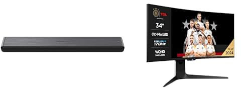 Bundle of TCL S45HE 2.0 Kanal Pro Soundbar, 100 Watt, Bassverstärkung, Dolby Atmos, DTS Virtual:X, TV Ready, Bluetooth 5.2, HDMI eArc, USB + TCL 34R83Q, MiniLED-Monitor mit 1100 Zonen und WQHD 170 Hz