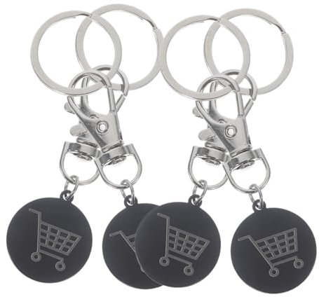 COOPHYA 4pezzi Gettone Carrello Portamonete in Inossidabile Portachiavi Gettone Ornamentale Ciondolo Per Rimozione Carrello Della Spesa