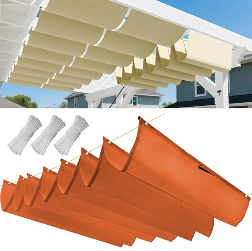 Einziehbar Welle Sonnensegel 3x3M(BxL), Verstellbar Schattenabdeckung, Wasserdicht Sonnenschutz Sonnenschutz Schutz vor UV- Strahlungen für Pergola Garten Schattenabdeckung - Orange