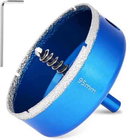 Flintronic Scie Cloche Carrelage, 95mm Scie Cloche Diamantée avec Foret de Centrage, Foret Trépan Diamant, Scies Cloches Diamant, pour Coupe de Verre, Carrelage, Céramique, Marbre, Calcaire