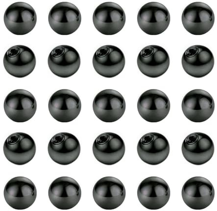 Besyvvin 25pcs Piercing Bolas 1.2mm Negro Tornillo de Repuesto Bolas 5mm para Labio Septo Hélix Ceja Piercing Acero Inoxidable