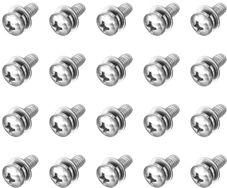 QUARKZMAN 20Pz M4 x 10mm Viti a Testa Bombata a Croce con Rondelle Elastica e Piatta, Kit Vite con Rondelle in Acciaio Inossidabile 304 per Legno Plastica Fissaggio Filo