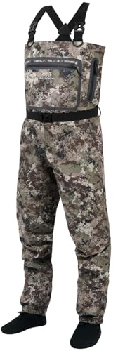 BASSDASH Men’s Lightweight Breathable Chest Wader Black Camo Stockingfoot for Fly Fishing Hunting FW11