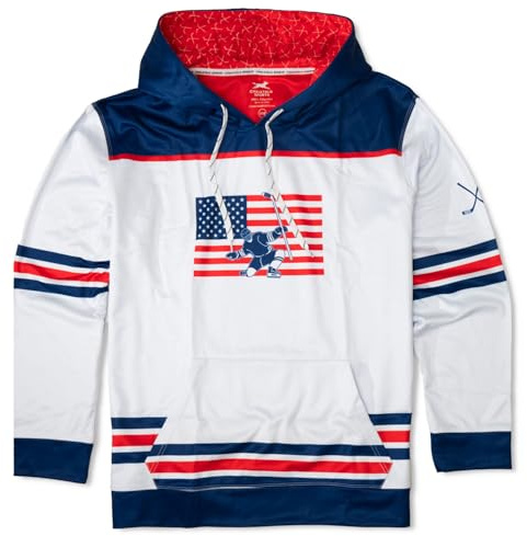 ChalkTalkSPORTS Hockey Hooded Performance Sweatshirt - Hockey USA Hoodie - Youth X-Small
