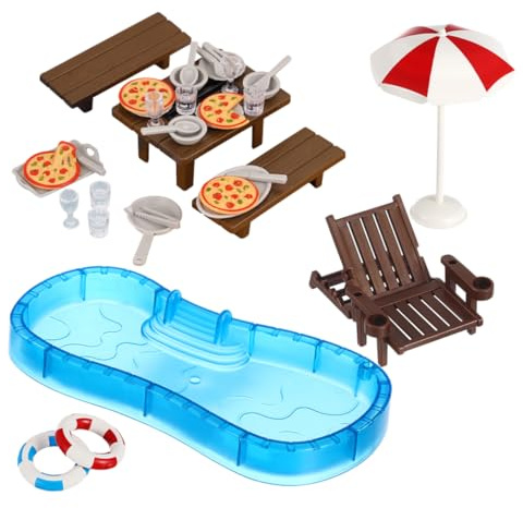 Beaupretty 2sets Dollhouse Pool Miniature Dolls House Accessories Doll Diy Accessories for Dollhouse Living Bedroom Furniture Set Mini House Decor Playhouse