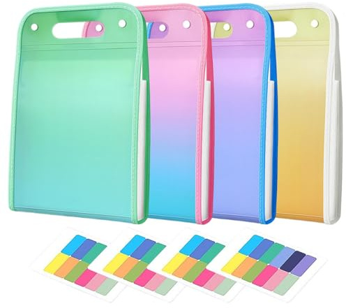Kustimantu Cartella Document,Organizzatore di file estensibile a fisarmonica, 4 pezzi, 13 tasche, raccoglitore colorato per carta A4, organizzazione mensile delle fatture e delle ricevute per la casa