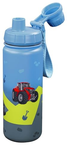 Step by Step Isolierte Edelstahl-Trinkflasche „Vehicle“, blau, BPA-frei, für Schule, Kindergarten, warme und kohlensäurehaltige Getränke, für Jungen, 0,5 Liter