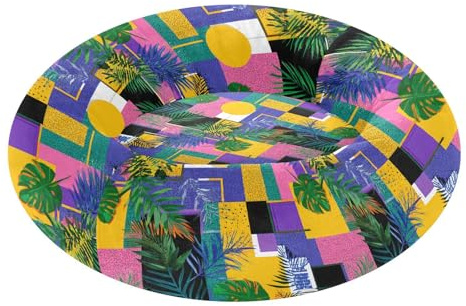 siphylline Färgglada geometiska tropiska blad abstrakt husdjur kattsängar lindrar stress fluffigare kattkudde säng för extra liten storlek husdjur sova