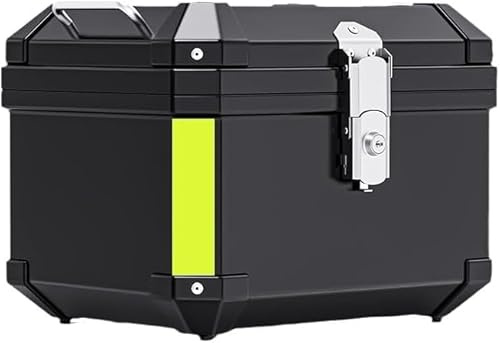 LALFPET Global Motorcycle Top Case with Lock – Waterproof, Dustproof PP Helmet Luggage Storage Box – Durable, Reflective, Secure – Powersports Rear Trunk, 45L Black