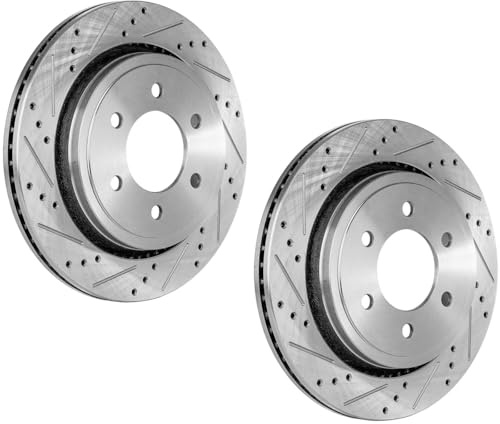 Replacement Brake Disc Rotors Rear 2-Wheel Set - Fits Ford F-150 2015-2017 V6 2.7L With Electronic Parking Brake (6-Lug)