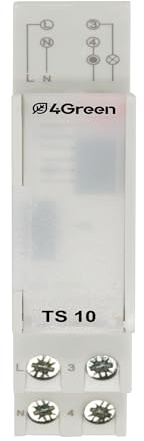 4GREEN TS 10 - Temporizzatore Luci Scale Elettromeccanico 1 Modulo DIN, Timer 230V per Quadro Elettrico, Interruttore Temporizzato con Regolazione 45 sec - 7 min, Compatibile con diverse Lampade