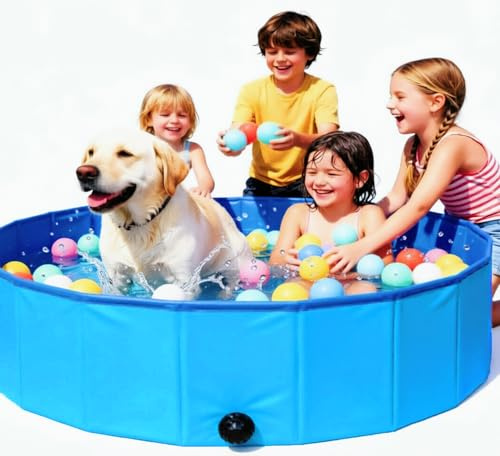 QXNDXQ Hundepool, 120x30cm Faltbar Hundepool für Große Hunde, Hundeschwimmbad aus PVC, Tragbarer Planschbecken für Haustiere & Kinder mit Ablaufloch, Robuster Kinderpool (120 * 30CM)
