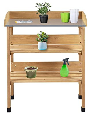 MaxxGarden Table de Rempotage – Table de Jardinage en Bois – Table de Préparation extérieur – Table de Plantation pour Balcon, Terrasse ou Jardin – 80x40x86cm